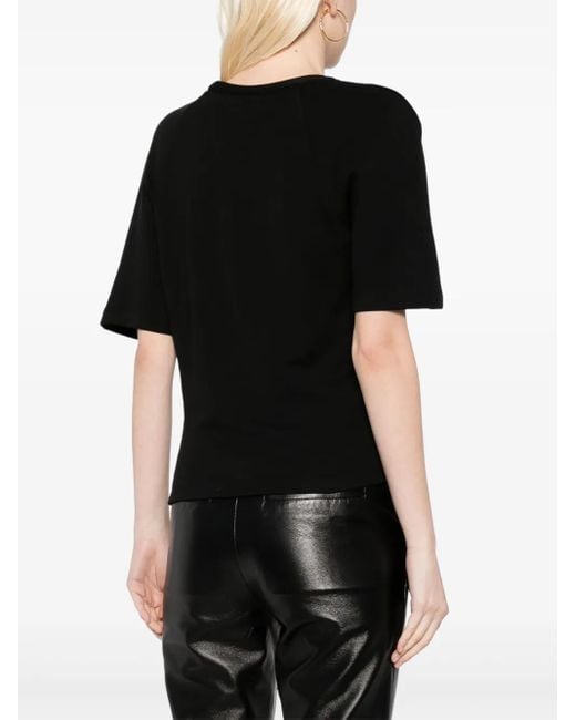 IRO Black Gathered Wide-Sleeve T-Shirt