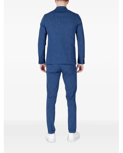 MULISH Blue Pinstripe-Pattern Suit for men