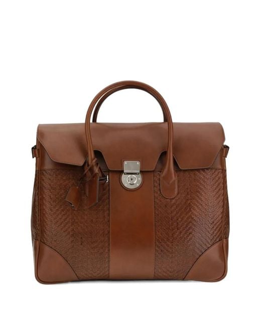 Brunello Cucinelli Geflochtene Boston Tasche in Brown für Herren