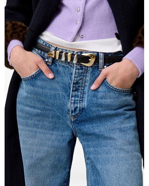 Claudie Pierlot White Metallic-Buckle Leather Belt