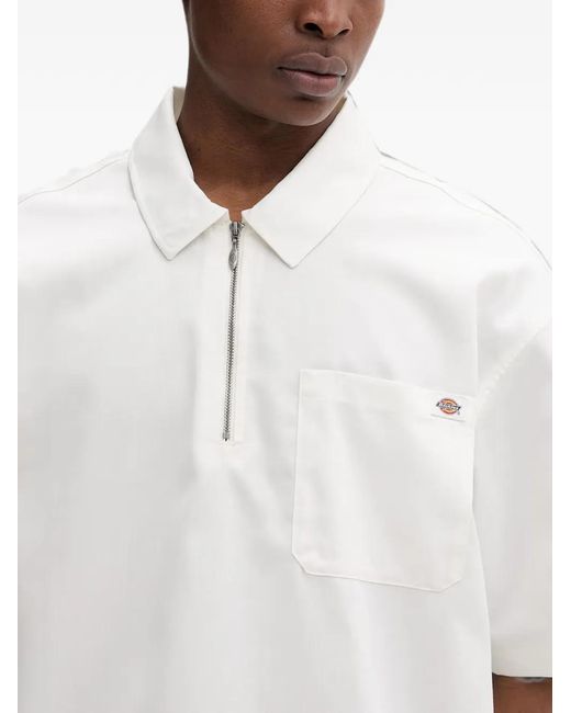 Dickies White Cadiz Quarter-Zip Polo Shirt for men