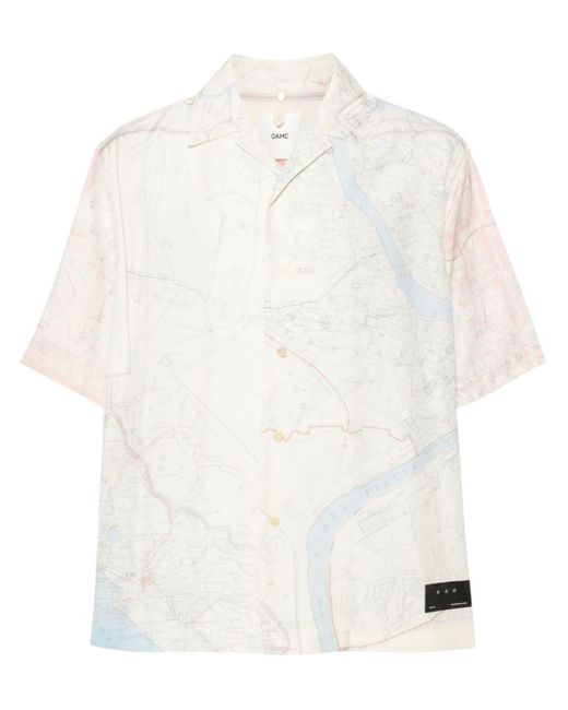 OAMC Kurzärmeliges Hemd mit Landkarten-Print in White für Herren