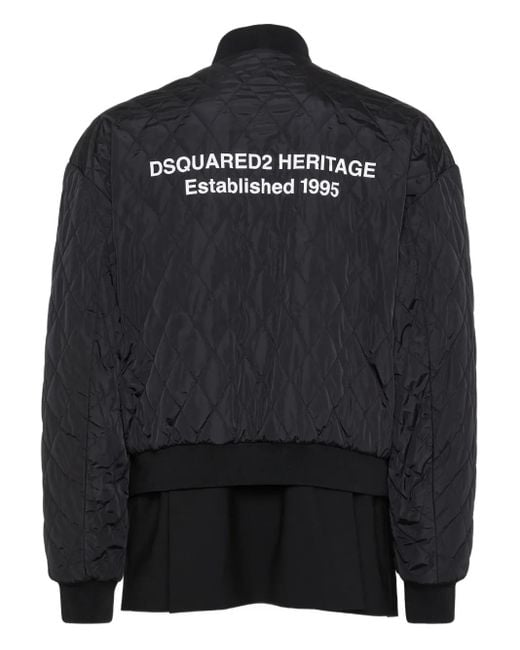 DSquared² Black Quilted Bomber Jacket for men