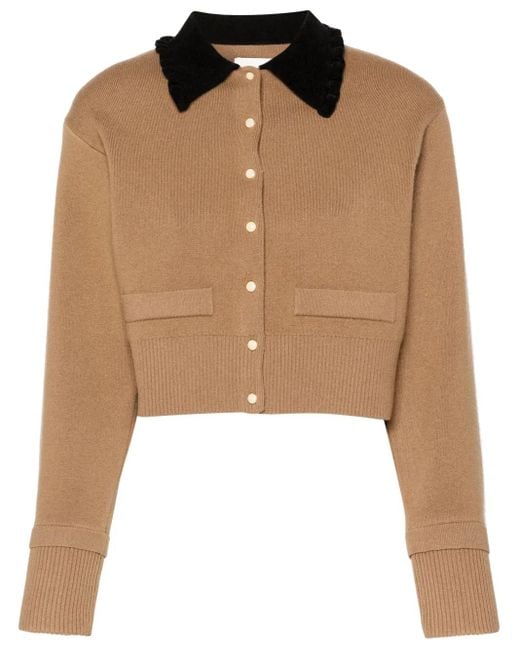 Sandro Brown Contrasting-Collar Cardigan