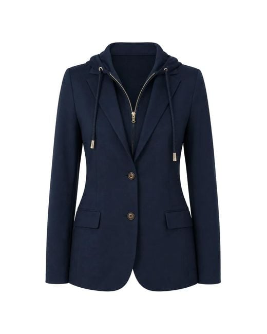 Eleventy Blue Hooded Layered-Style Blazer