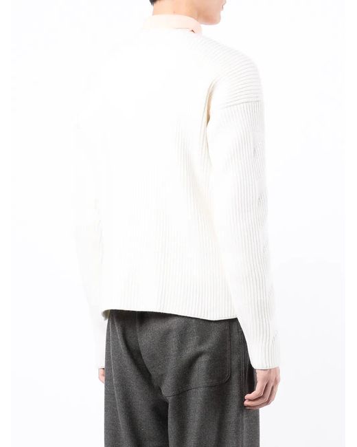 Off-White c/o Virgil Abloh White Ribbed-Knit Crew-Neck Jumper for men
