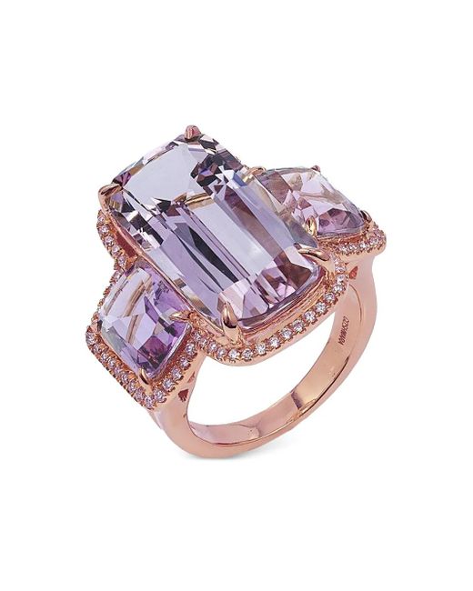 Goshwara Pink 18K Rose Gossip Amethyst And Diamond Ring