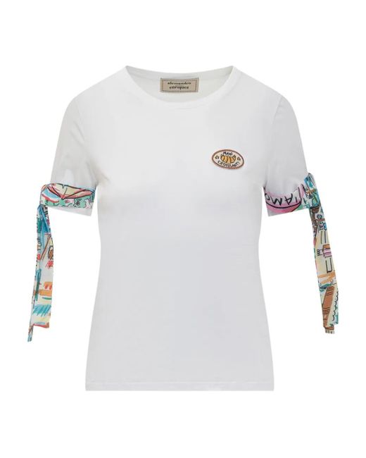 ALESSANDRO ENRIQUEZ White Foulard-Detail T-Shirt