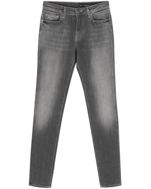Armani Exchange Gray Logo-patch Skinny Jeans