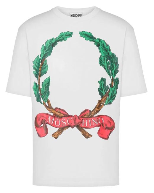 メンズ Moschino Laurelプリント Tシャツ White