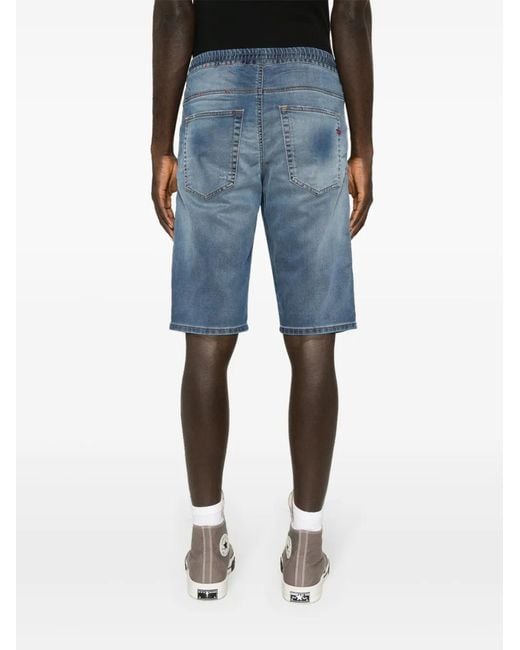 DIESEL Blue Elasticated-Waist Denim Shorts for men