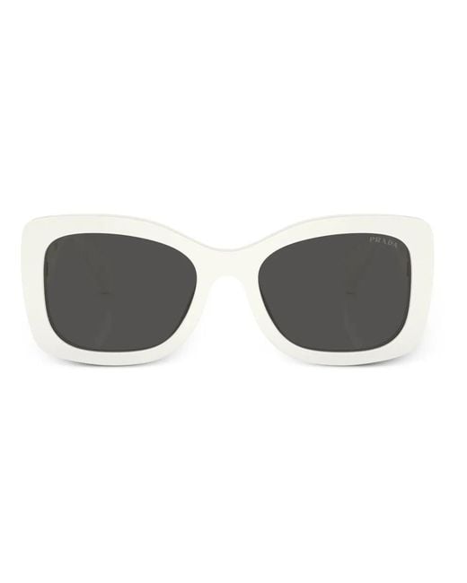 Prada Gray Eckige Sonnenbrille Mit Logo