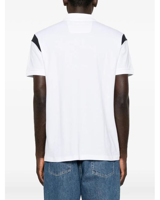 Boss White Logo-Print Polo Shirt for men