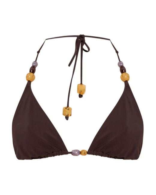 Tory Burch Brown Beaded Triangle Bikini