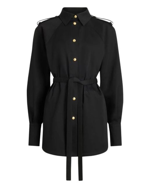 Patou Black Belted Shirt Mini Dress