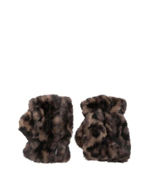 Apparis Black Ariel Leopard-Print Fingerless Gloves