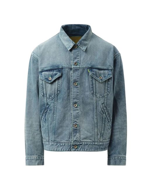 Doublet Blue Care Chest-Flap-Pocket Button-Up Denim Jacket for men