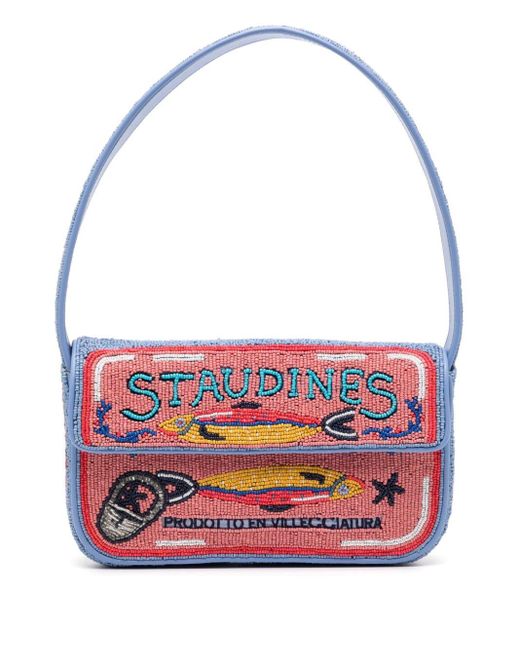 Staud White Tommy Ines Bead-embellished Shoulder Bag