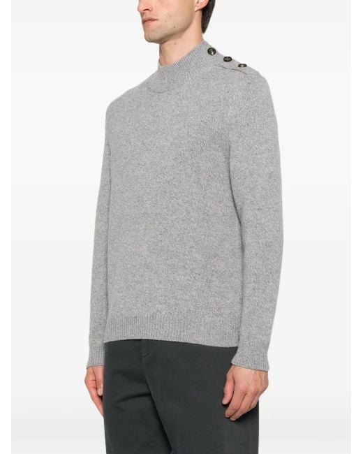 Eleventy Gray Button-Detailed Wool Sweater for men