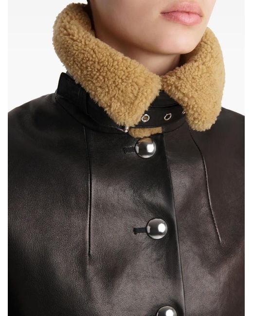 Khaite Black Jodie Shearling-Trim Button Jacket