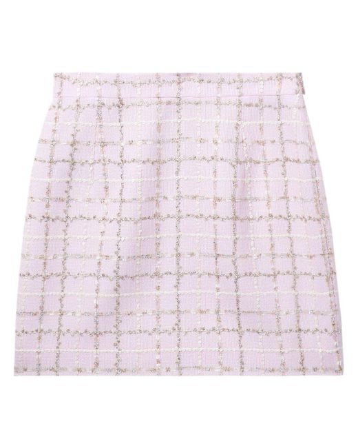 Alessandra Rich Pink Sequin-embellished Tweed Mini Skirt