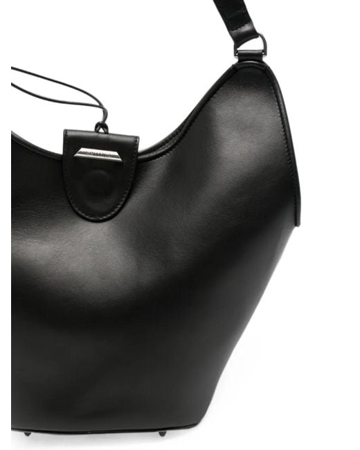 Dondup Black Ring-Detail Leather Shoulder Bag