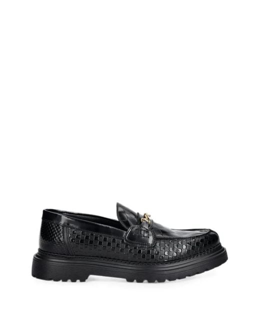 Filling Pieces Black Woven-Effect Horsebit Loafers for men