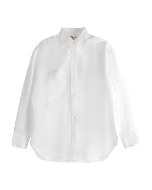 Studio Nicholson White Leto Patch-Pocket Long-Sleeve Shirt