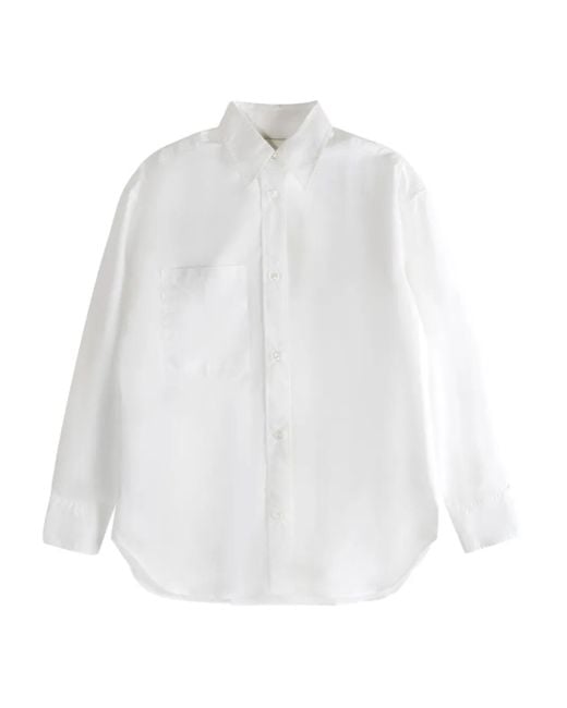 Studio Nicholson White Leto patch-pocket long-sleeve shirt