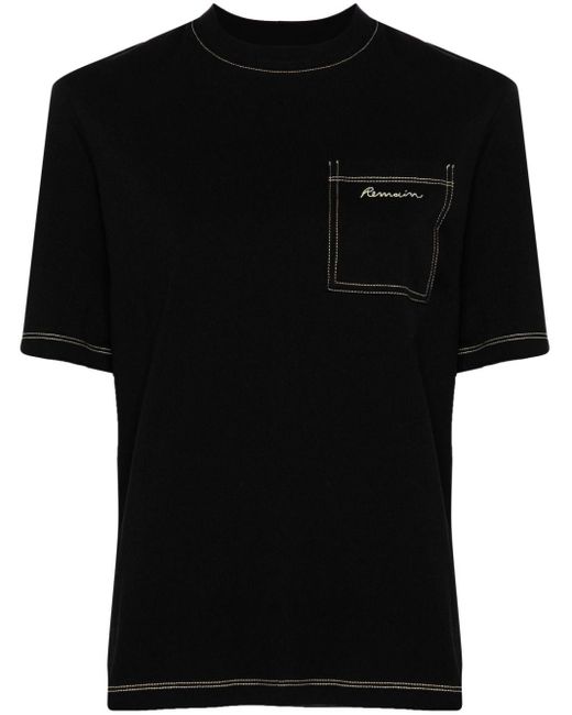 Remain T-shirt Met Geborduurd Logo in het Black