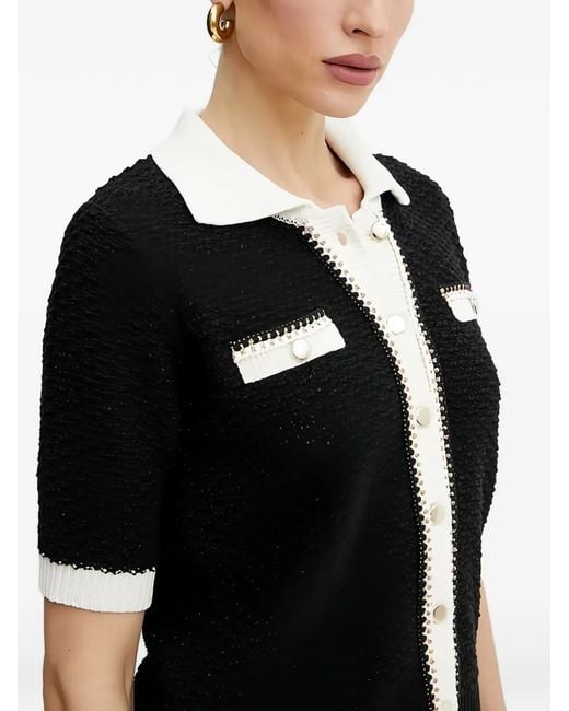 Morgan Black Button Collared Cardigan