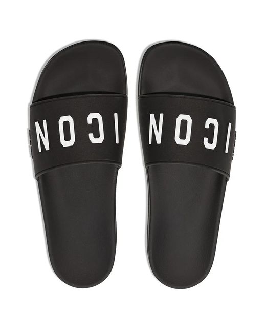 DSquared² Pantoletten Mit Logo-Print in Black für Herren