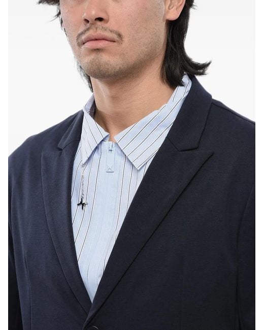 John Richmond Blue Peak-Lapel Single-Breasted Blazer for men