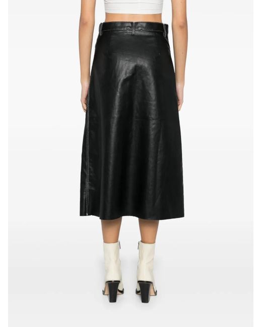 B+ AB Black Contrast Stitching Midi Skirt