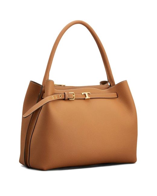 Tod's Brown Small T Timeless Tote Bag