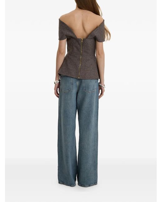 MOOS STUDIO Gray Edit Off-Shoulder Peplum Top