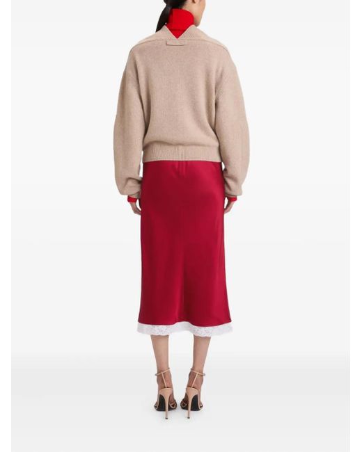 Victoria Beckham Lace Trim Slip ミディスカート Red