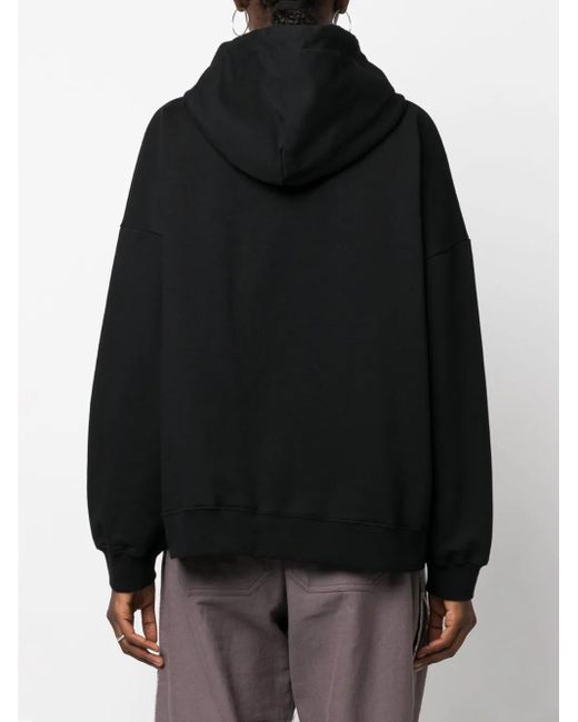 Gcds Black Cotton Hoodie Logo Lounge