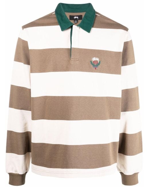 Stussy Natural Rugby Striped Polo Shirt for men