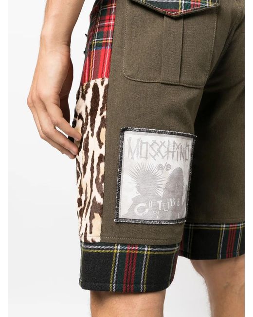 Bermuda Con Design Patchwork di Moschino in Green da Uomo