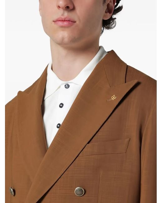 Tagliatore Brown Double-Breasted Patch-Pocket Jacket for men