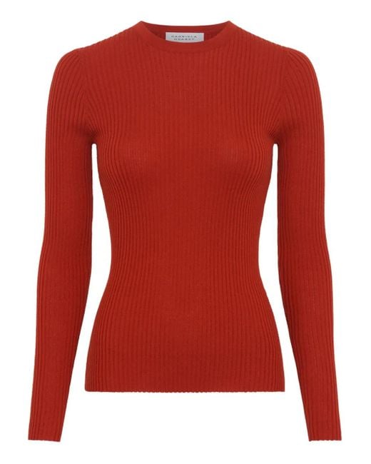 Gabriela Hearst Red Browning Ribbed-Knit Sweater