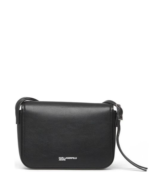 Karl Lagerfeld Black Logo-Detail Saddle Bag