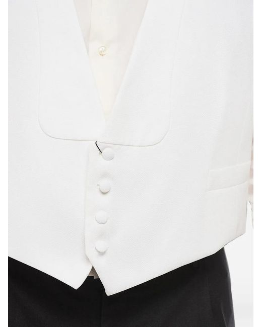 Corneliani White Honeycomb-Knit Ceremony Waistcoat for men