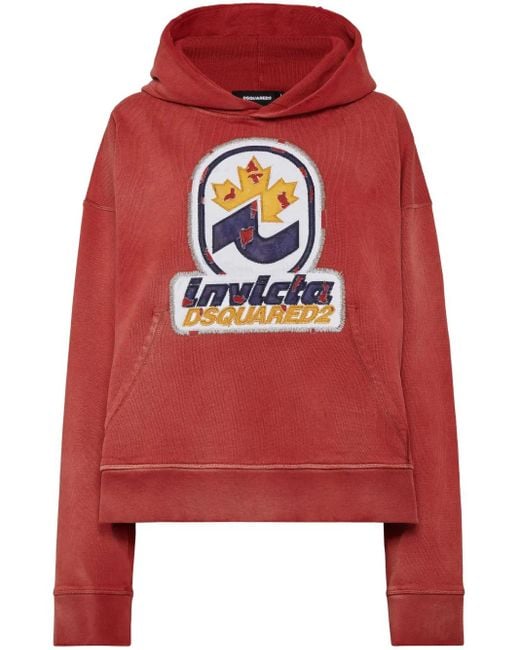 DSquared² Red Logo-Appliqué Hoodie