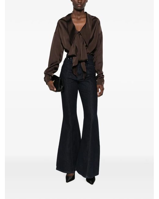 Viktor & Rolf Blue Logo-Patch Bootcut Jeans