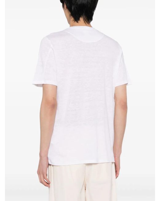 120% Lino Yellow Paint-Print Linen T-Shirt for men