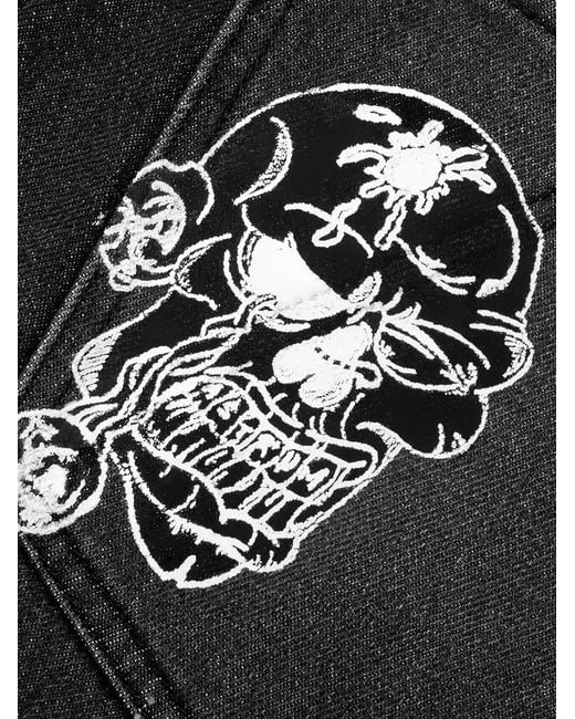 Astrum Black Dedication Graphic-Print Denim Shorts for men