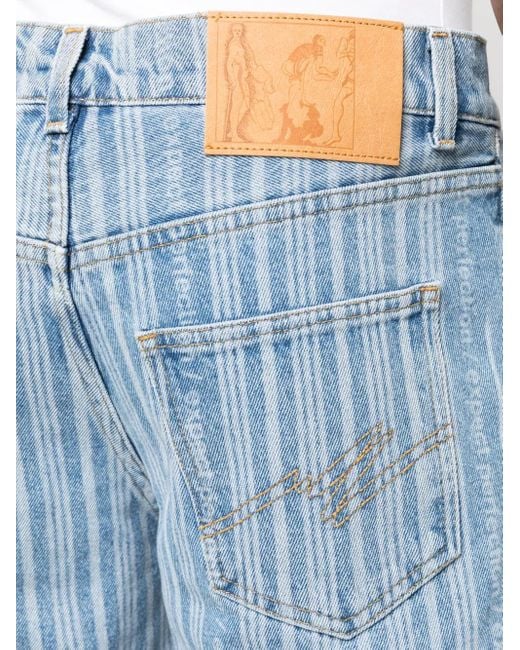 Martine Rose Blue Striped Straight-Leg Jeans for men