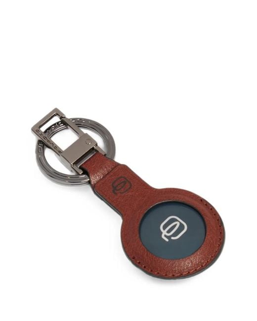 Piquadro Brown Logo-Detail Leather Keyring for men